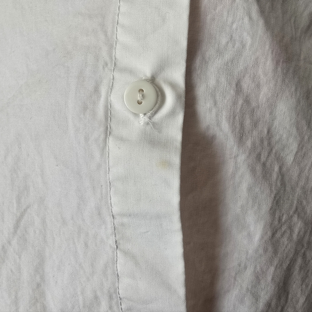 MNG Mango White Embroidered High Neck Puffer Sleeve Button Up Blouse Size 4 - Picture 5 of 5